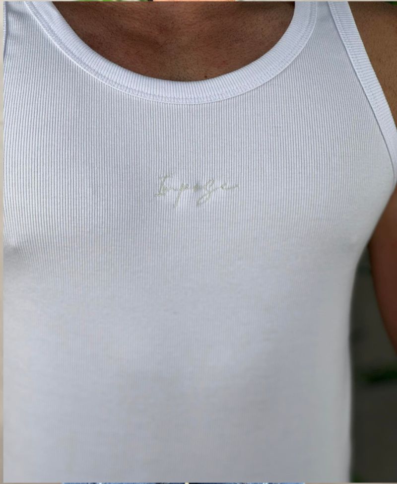 Regata Branca Masculina Com Logo Da Marca No Peito - Impose Trends
