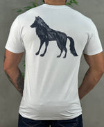 Camiseta Branco Casual Masculina Lobo Costas - Acostamento