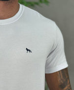 Camiseta Branco Casual Masculina Lobo Costas - Acostamento