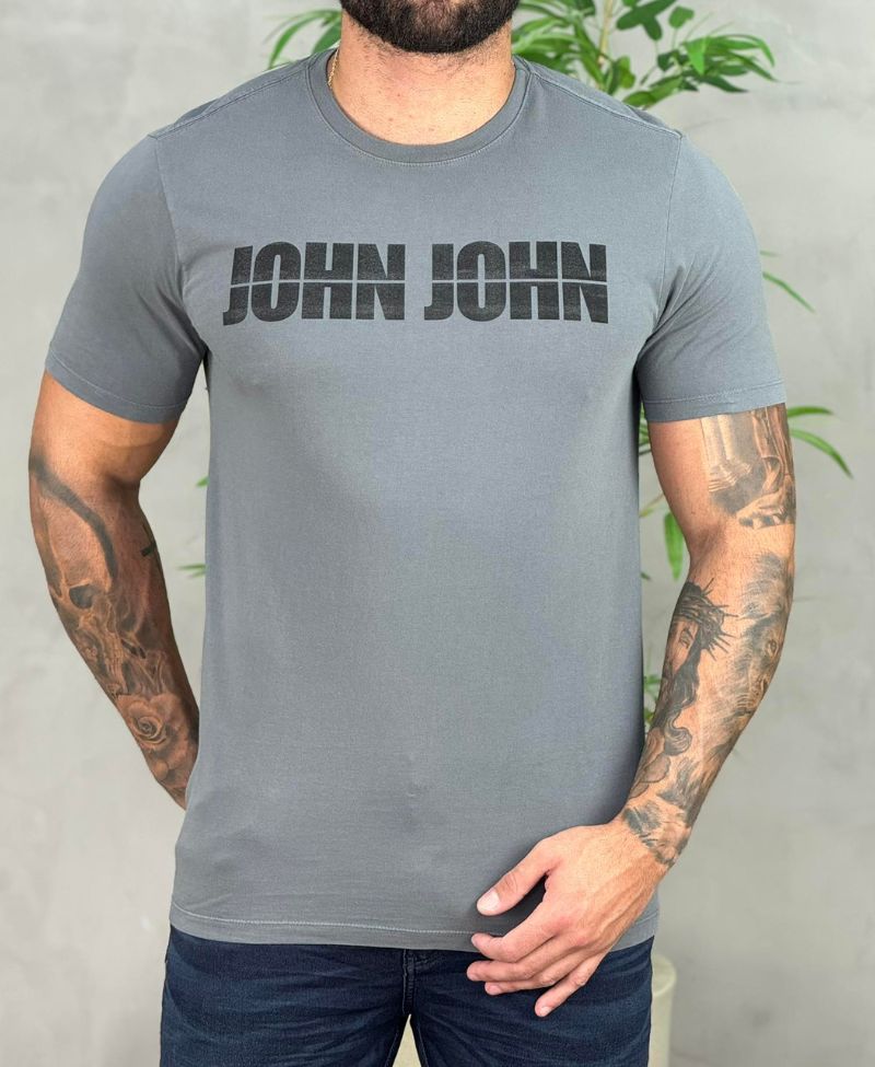 Camiseta Cinza Escura Masculina Sketch - John John