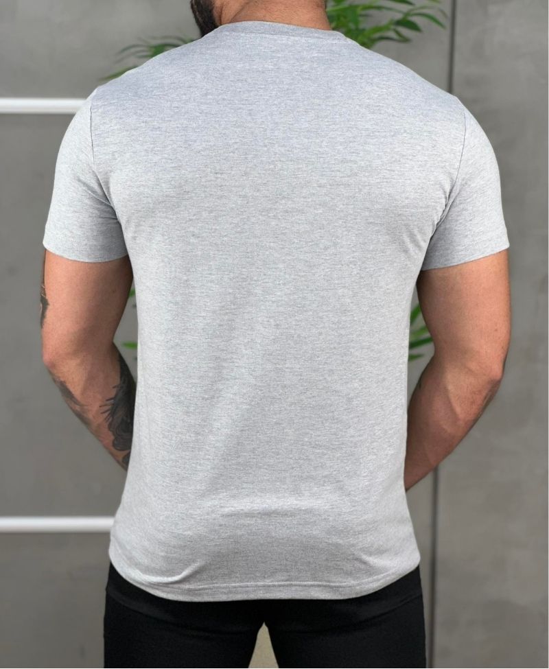 Camiseta Cinza Masculina Com Logo Em Circulo No Peito - Tommy Hilfiger