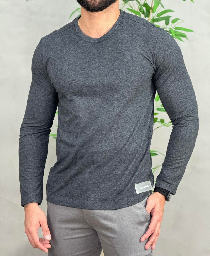 Camiseta Manga Longa Cinza Masculina – Calvin Klein