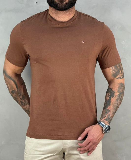 Camiseta Marrom Chocolate Masculina Malha Regular - Aramis