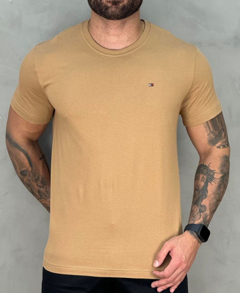 Camiseta Marrom Masculina Clássica Cotton - Tommy Hilfiger