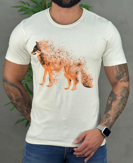 Camiseta Off White Casual Masculina Wolf Brush - Acostamento