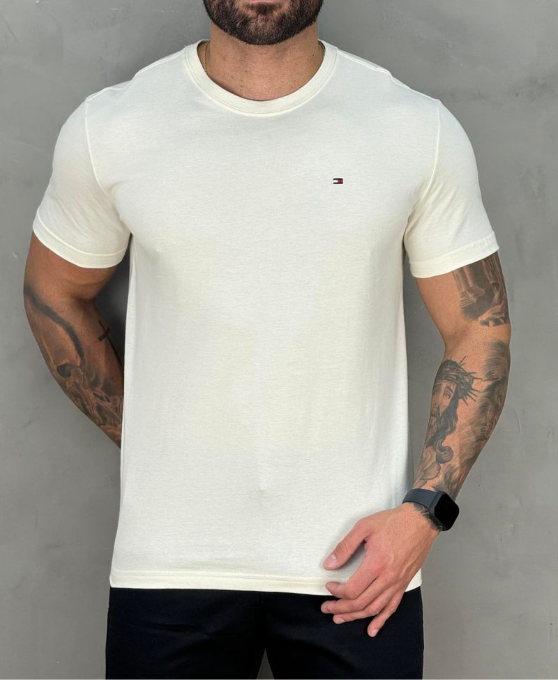 Camiseta Off White Masculina Clássica Cotton - Tommy Hilfiger