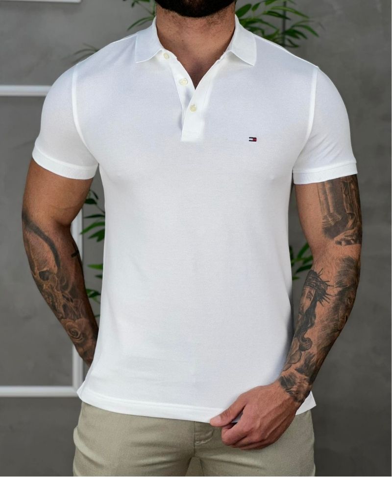 Camisa  Polo Branca Masculina Classic - Tommy Hilfiger