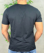 Camiseta Preta Casual Masculina Wolf Letters - Acostamento