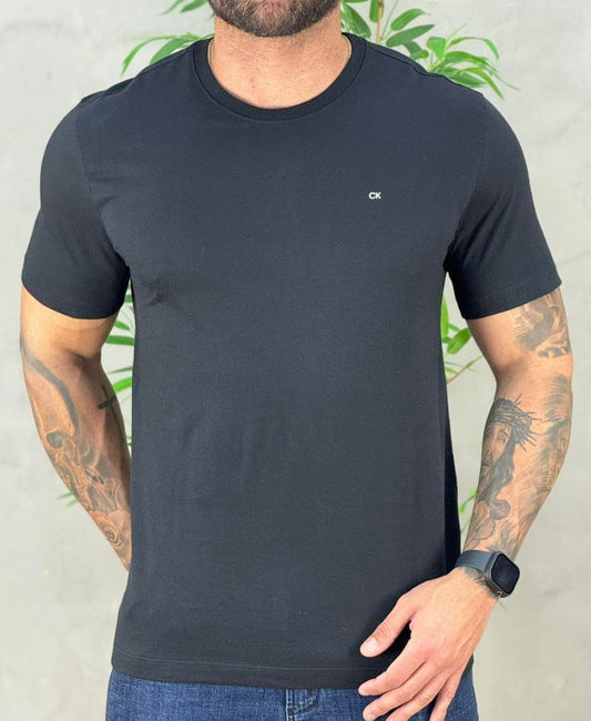 Camiseta Preta Masculina Básica Meia Malha - Calvin Klein