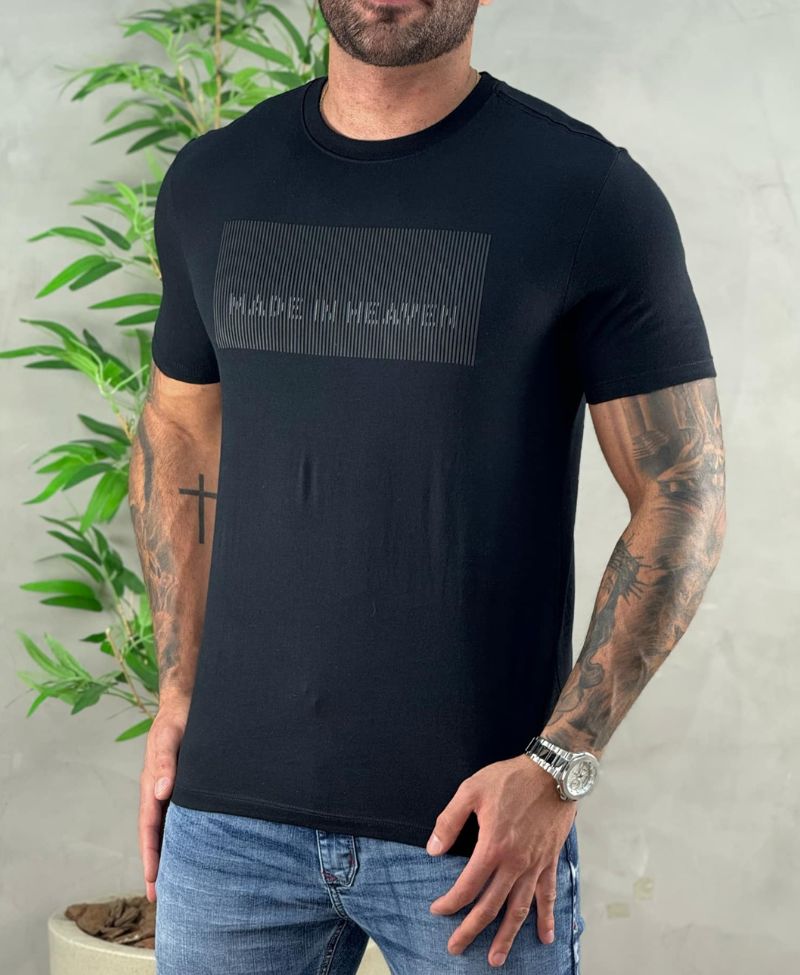 Camiseta Preta Masculina Double S - John John