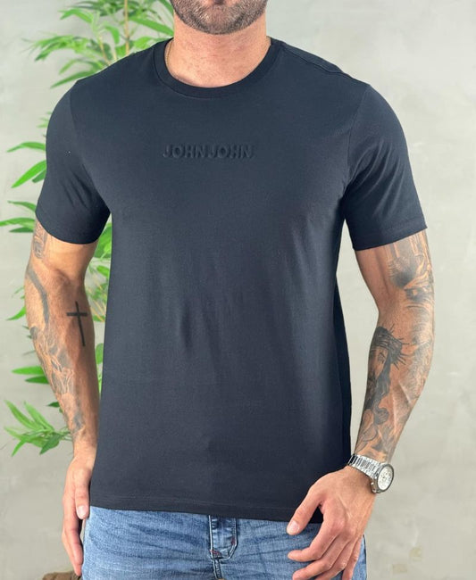 Camiseta Preta Masculina Embossed Black - John John