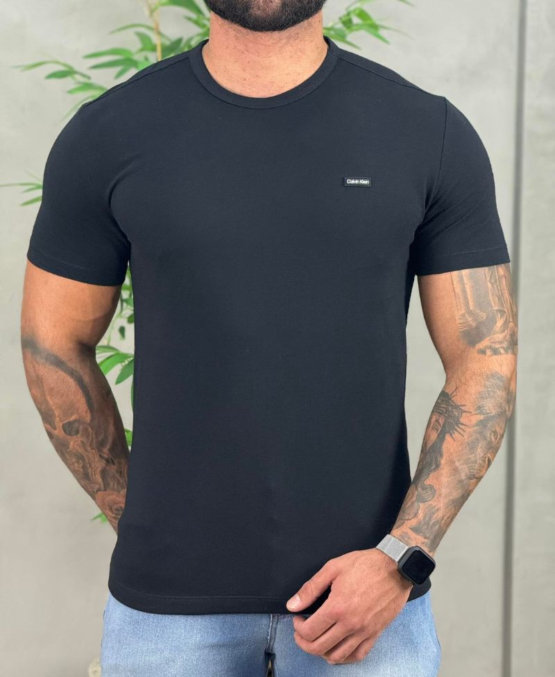 Camiseta Preta Masculina Piquet - Calvin Klein