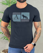 Camiseta Preto Casual Masculina Touch Linhas - Acostamento