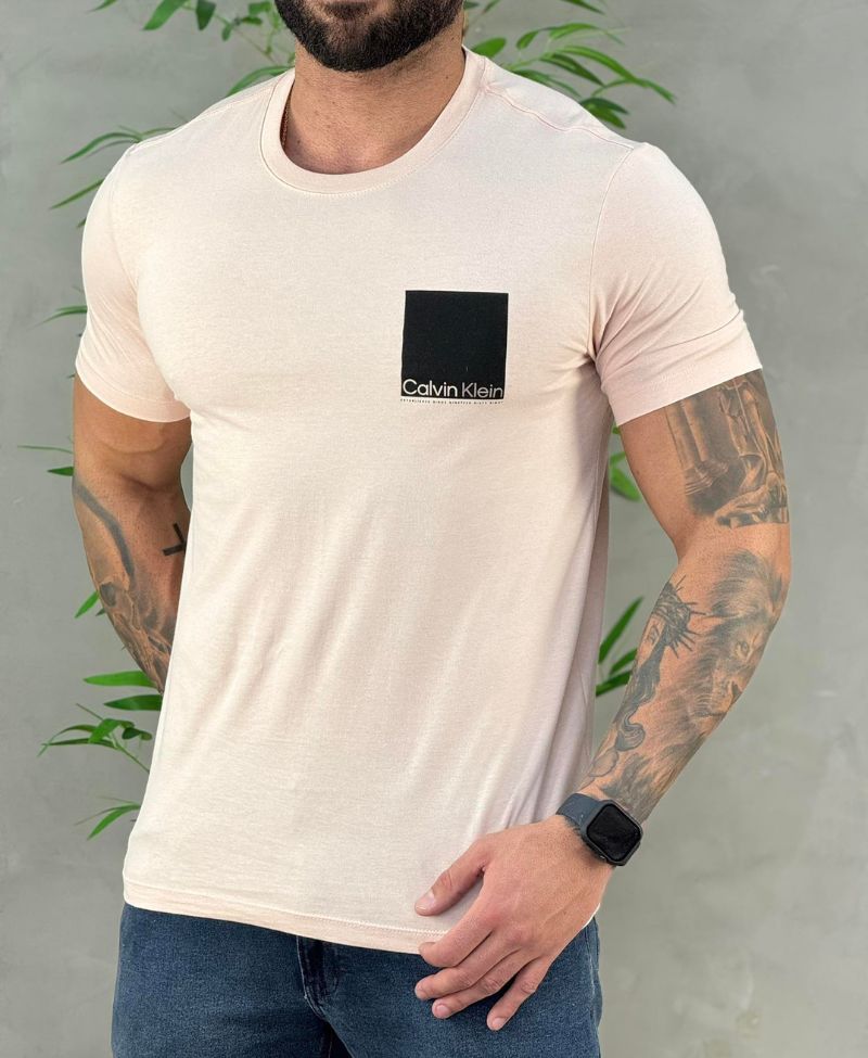 Camiseta Rosa Masculina Logo Sixty Eight - Calvin Klein