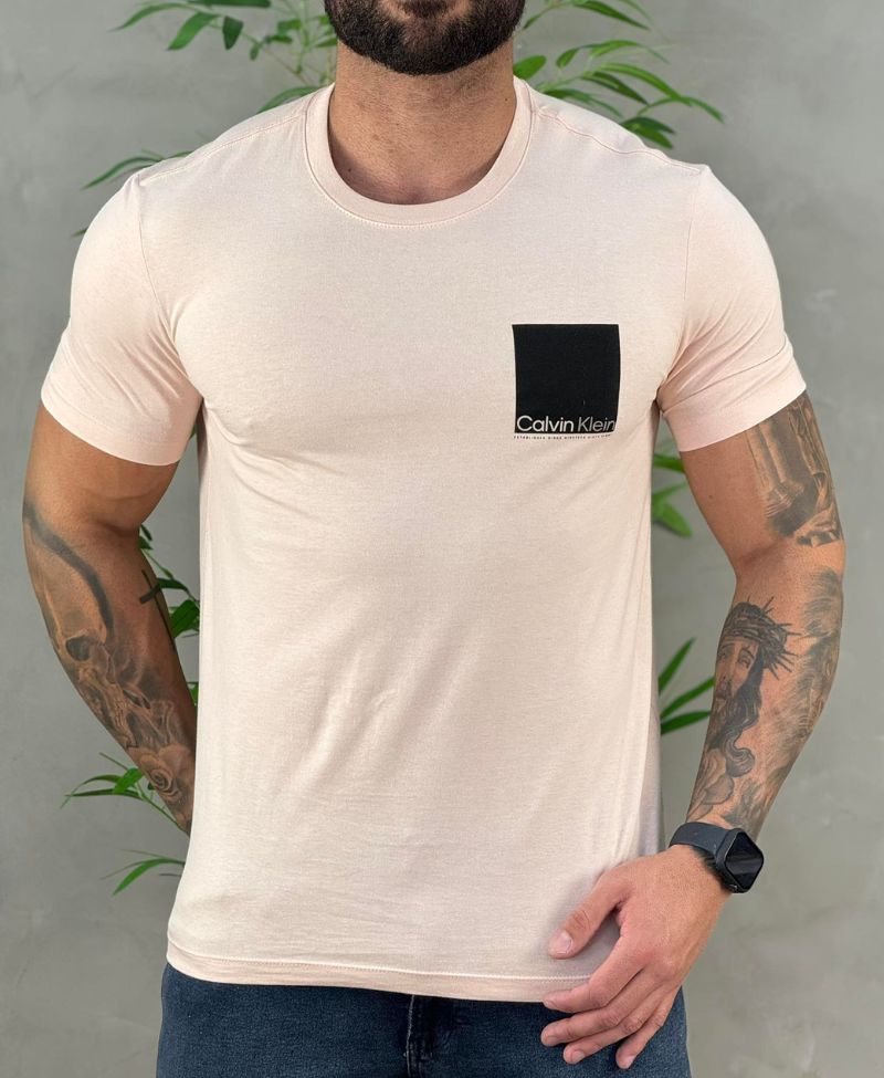 Camiseta Rosa Masculina Logo Sixty Eight - Calvin Klein