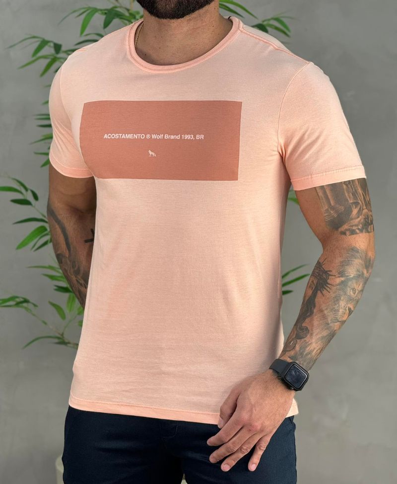 Camiseta Rosa Quartzo Casual Masculina Trade Mark - Acostamento