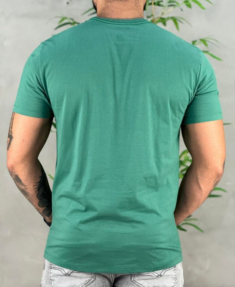 Camiseta Verde Broto Casual Masculina Wolf Brush - Acostamento