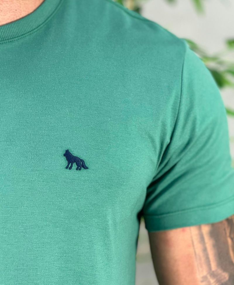 Camiseta Verde Broto Casual Masculina Wolf Brush - Acostamento