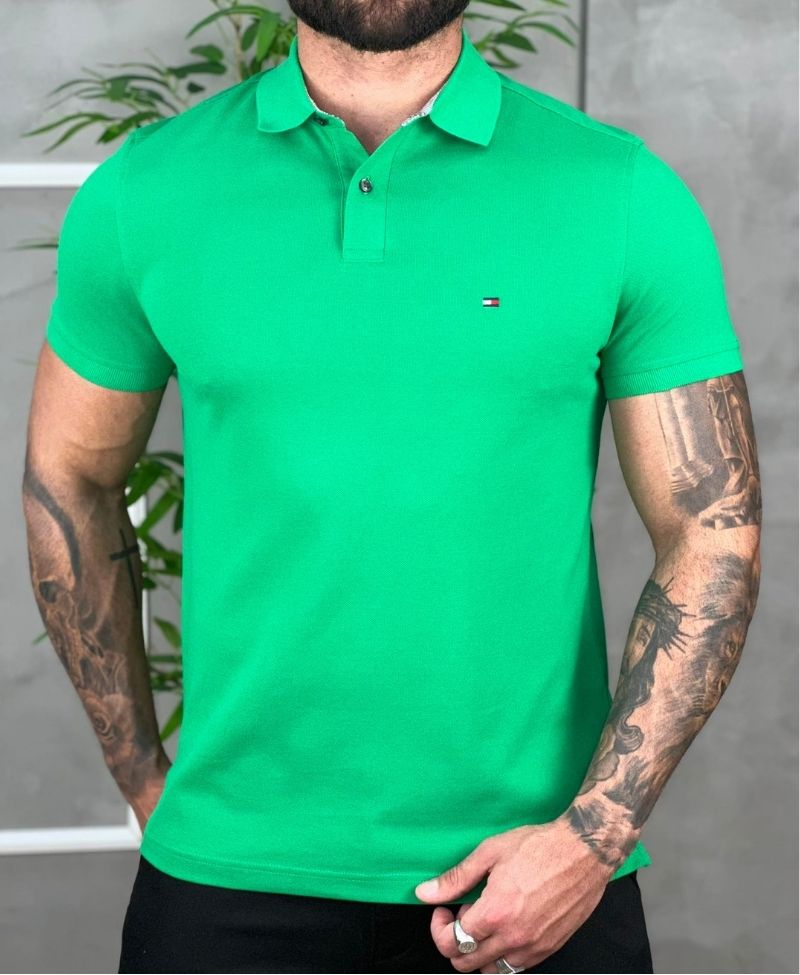 Camiseta Polo Verde Masculina - Tommy Hilfiger
