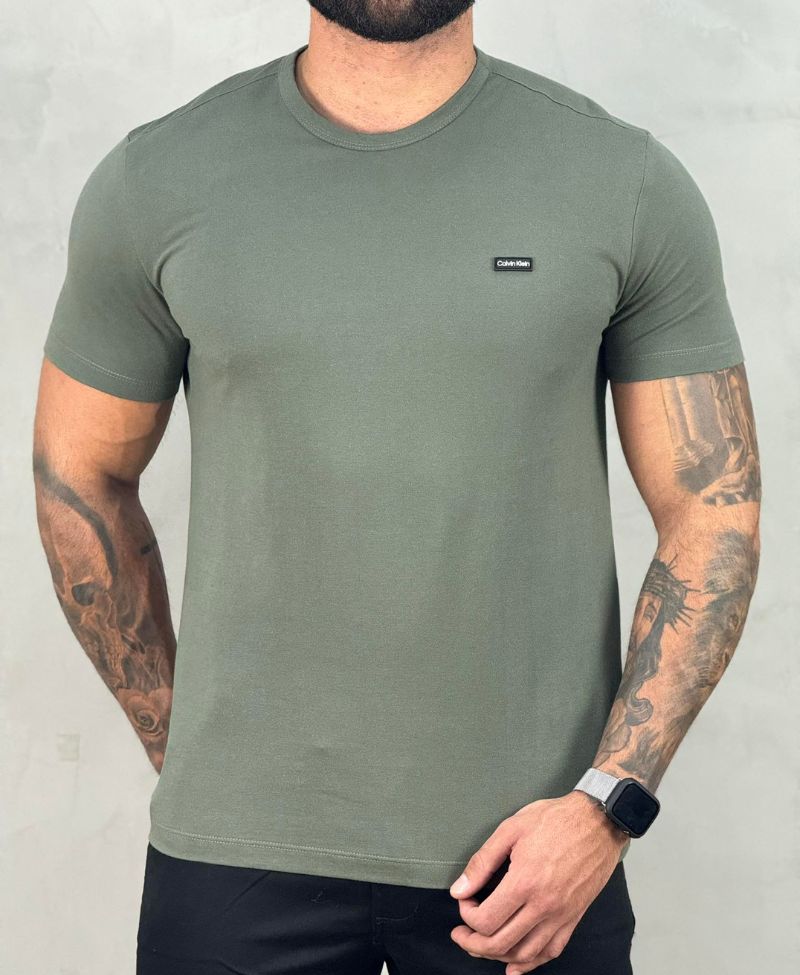 Camiseta Verde Militar Masculina Piquet - Calvin Klein