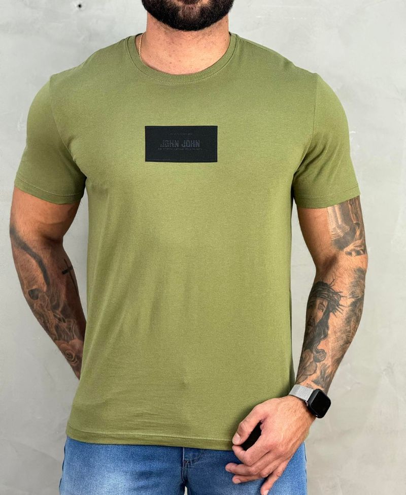 Camiseta Verde Militar Masculina Rubber - John John