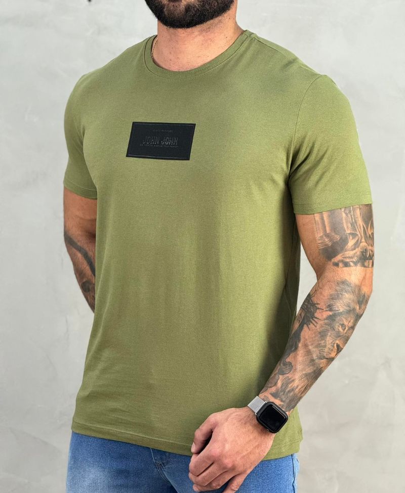 Camiseta Verde Militar Masculina Rubber - John John