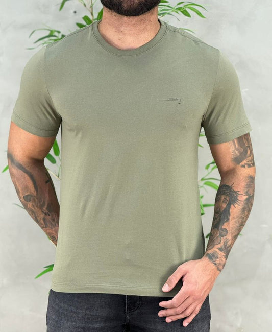 Camiseta Verde Militar Masculina Signature Print - Aramis