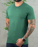 Camiseta Verde Nativo Casual Masculina Lobo Costas - Acostamento