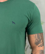 Camiseta Verde Nativo Casual Masculina Lobo Costas - Acostamento