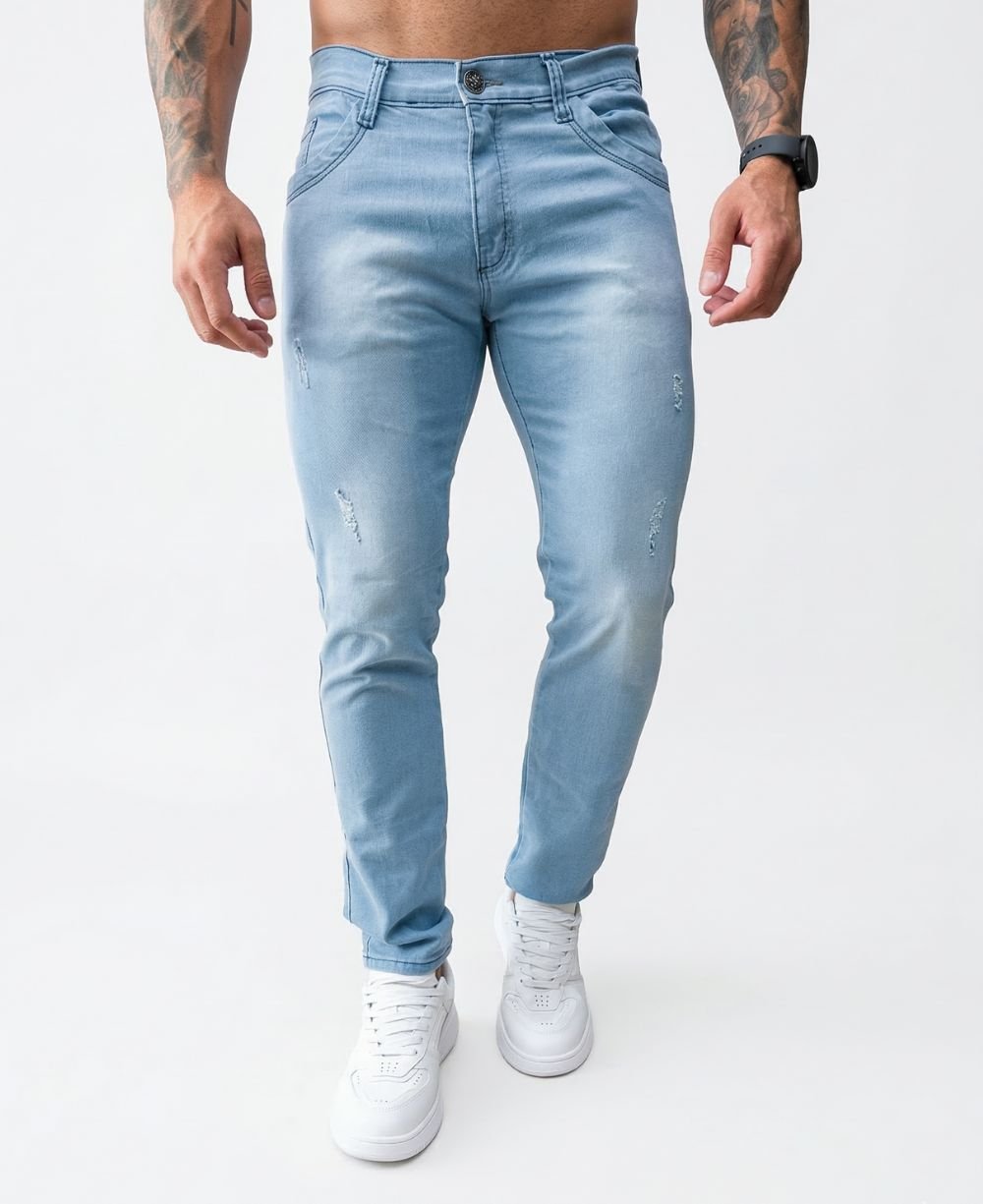 Calça Jeans Delavê Masculina Super Skinny – Rota 77