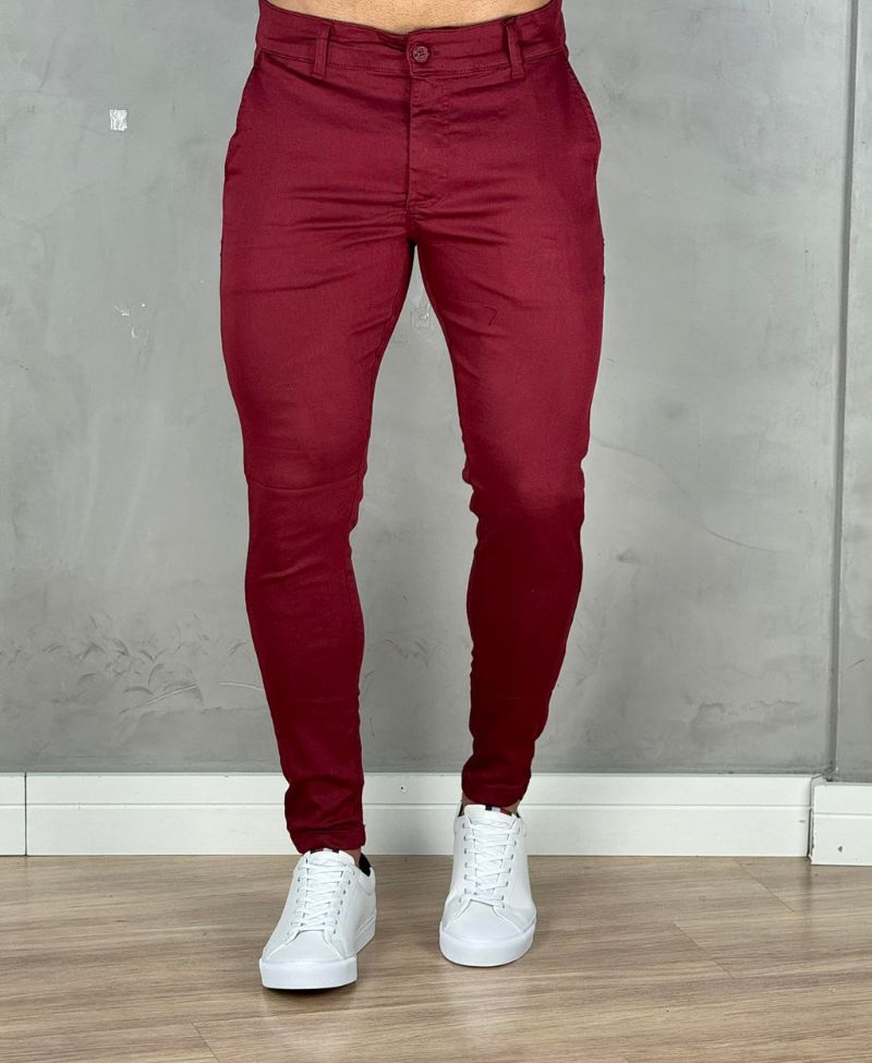 Calça Alfaiataria Vinho Masculina Super Skinny  - Jay Jones