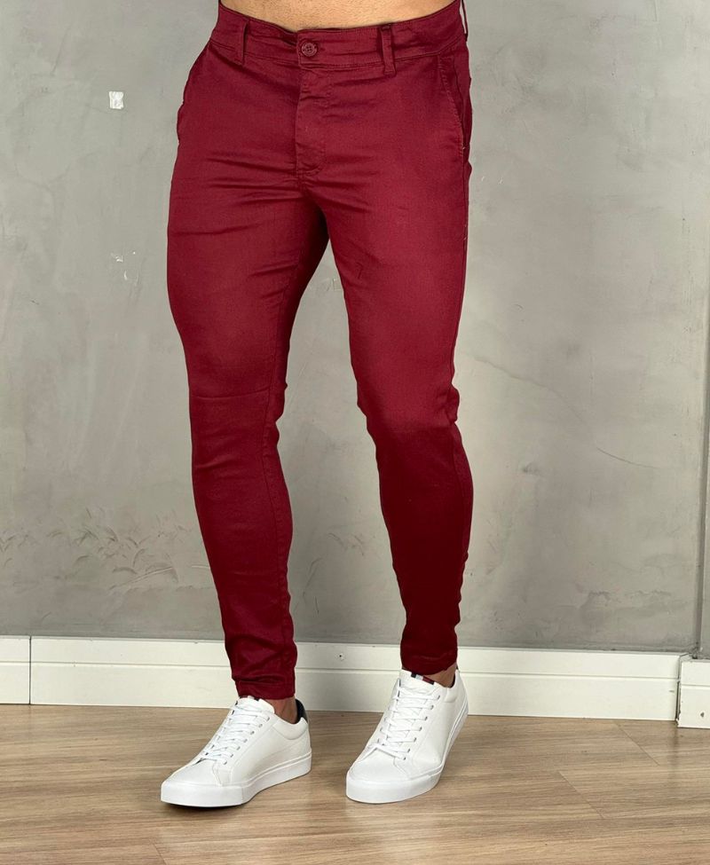 Calça Alfaiataria Vinho Masculina Super Skinny  - Jay Jones