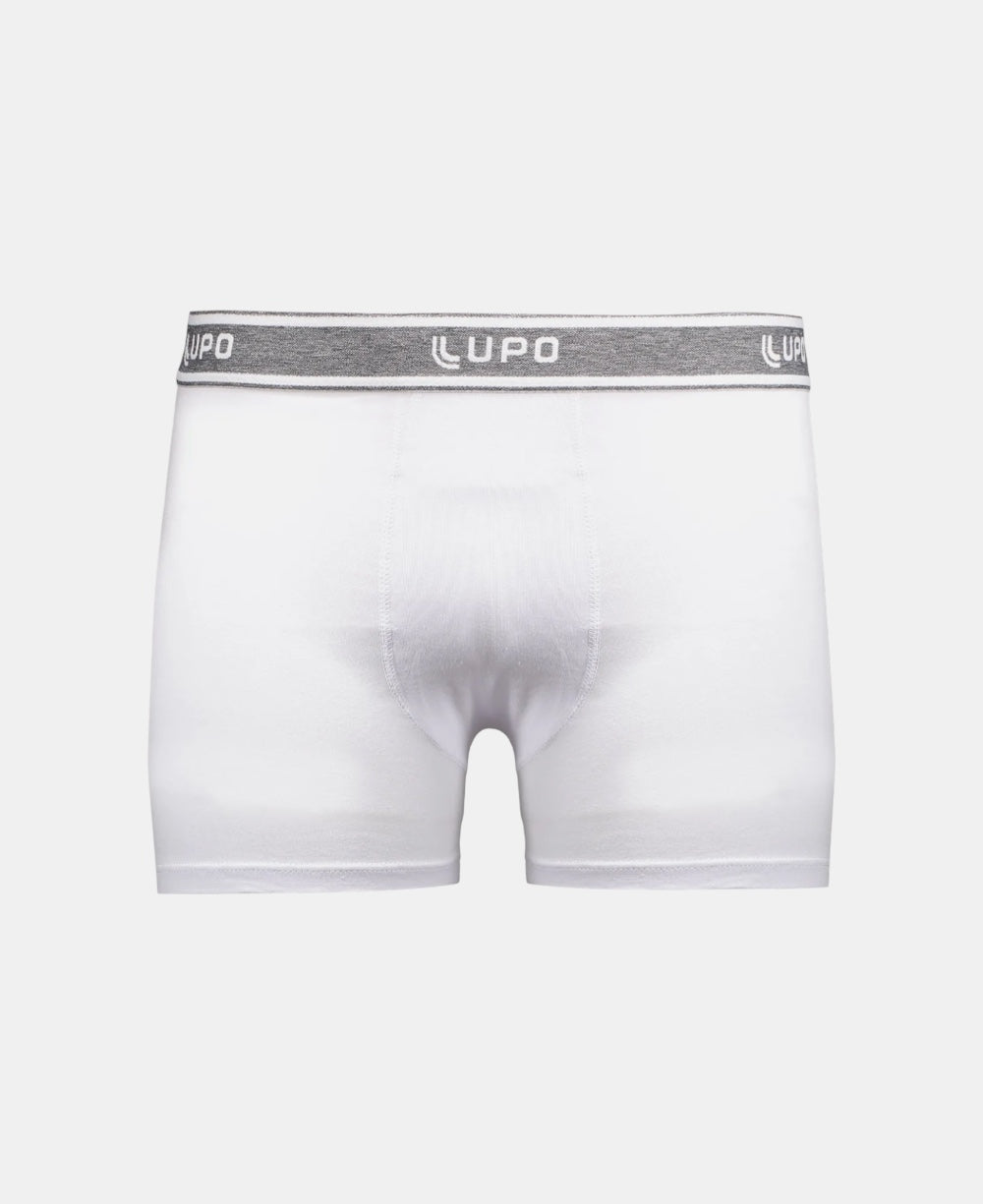 Cueca Boxer Branca Masculina Algodão com Elastano - Lupo