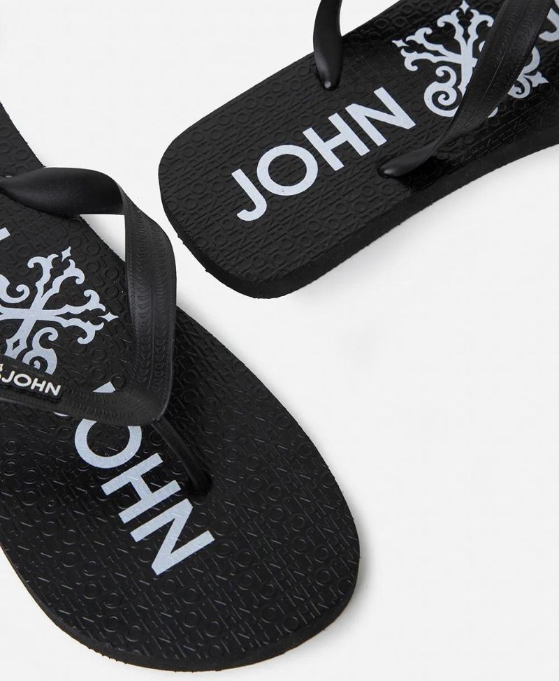 Chinelo Preto Masculino Round Logo - John John