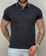 Camisa Polo Preta Masculina Slim Fit - Tommy Hilfiger