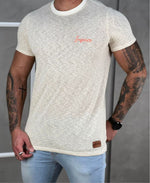 Camiseta Off Mesclado Masculina Com Logo Da Marca No Peito - Impose Trends