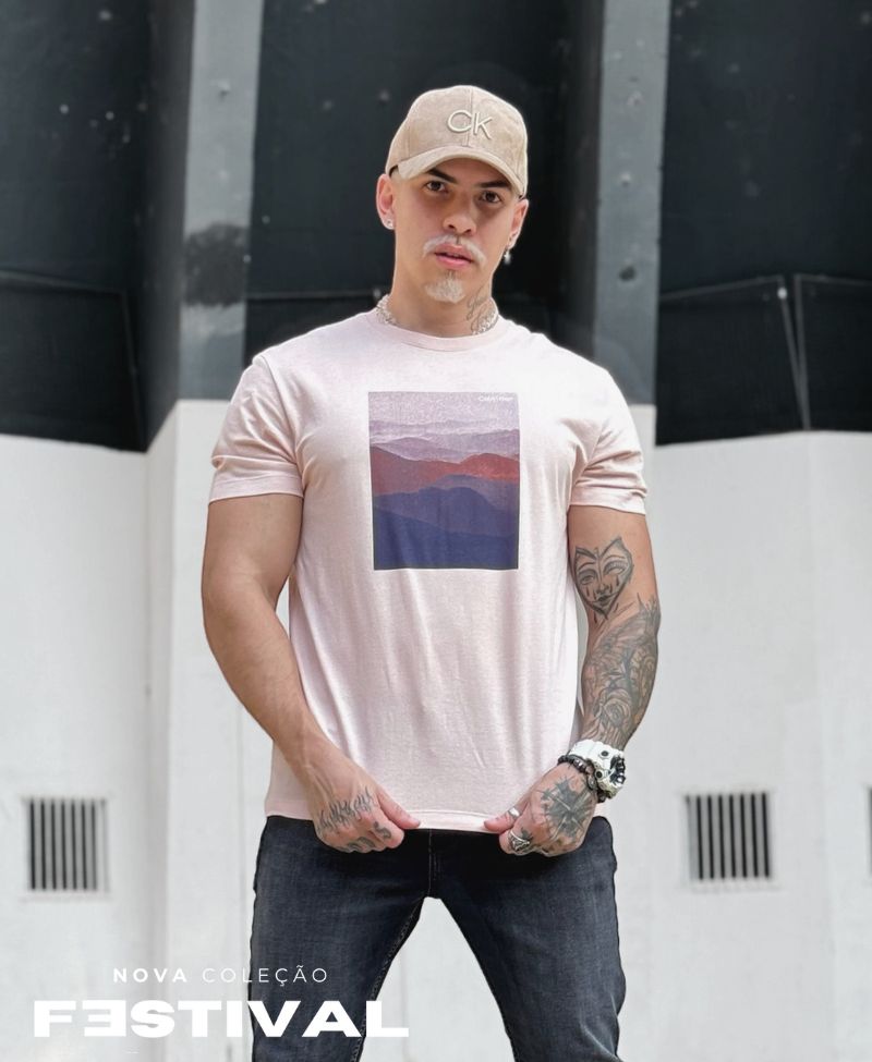 Camiseta Rosa Claro Masculina Reissue - Calvin Klein