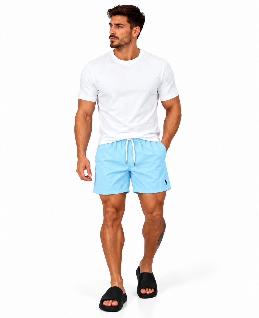 Shorts Praia Azul Água Masculino Lisa - POLO