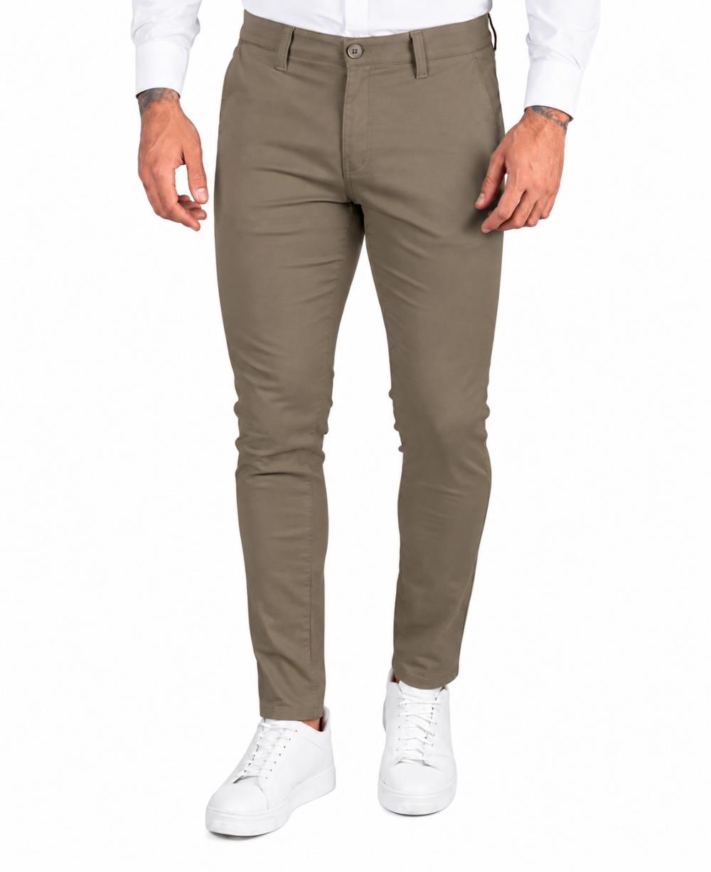 Calça Alfaiataria Caqui Escuro Masculina Skinny - ROTA 77