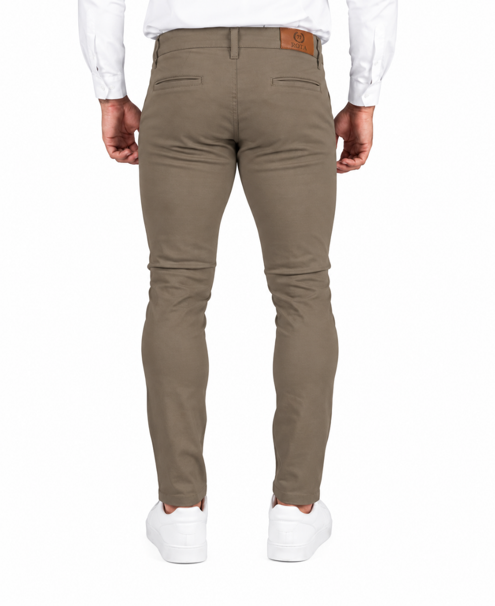 Calça Alfaiataria Caqui Escuro Masculina Skinny - ROTA 77