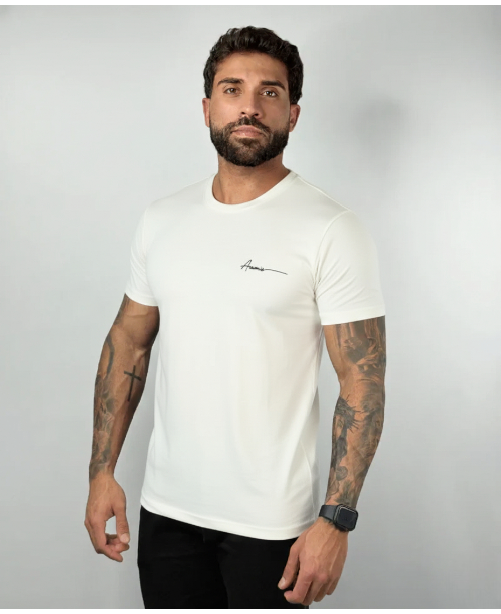 Camiseta Masculina Off White Malha Regular - Aramis