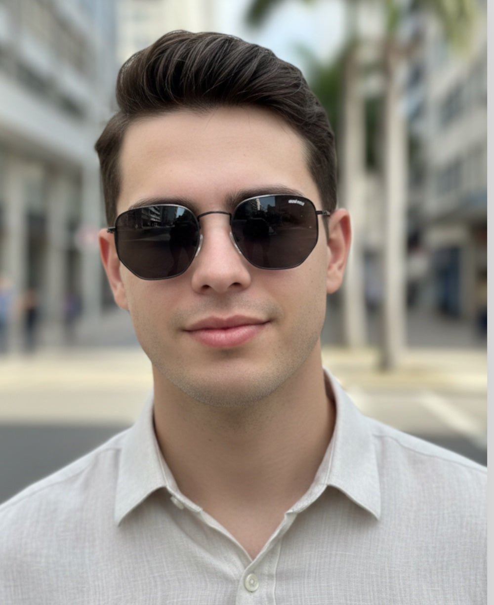 Óculos de Sol Chumbo Masculino Hexagonal - Olu'Olu Sunglass