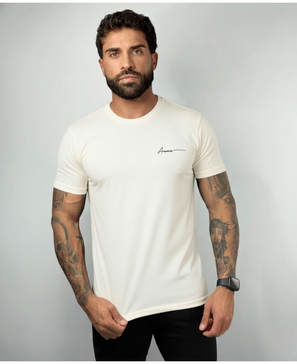 Camiseta Masculina Off White Malha Regular - Aramis