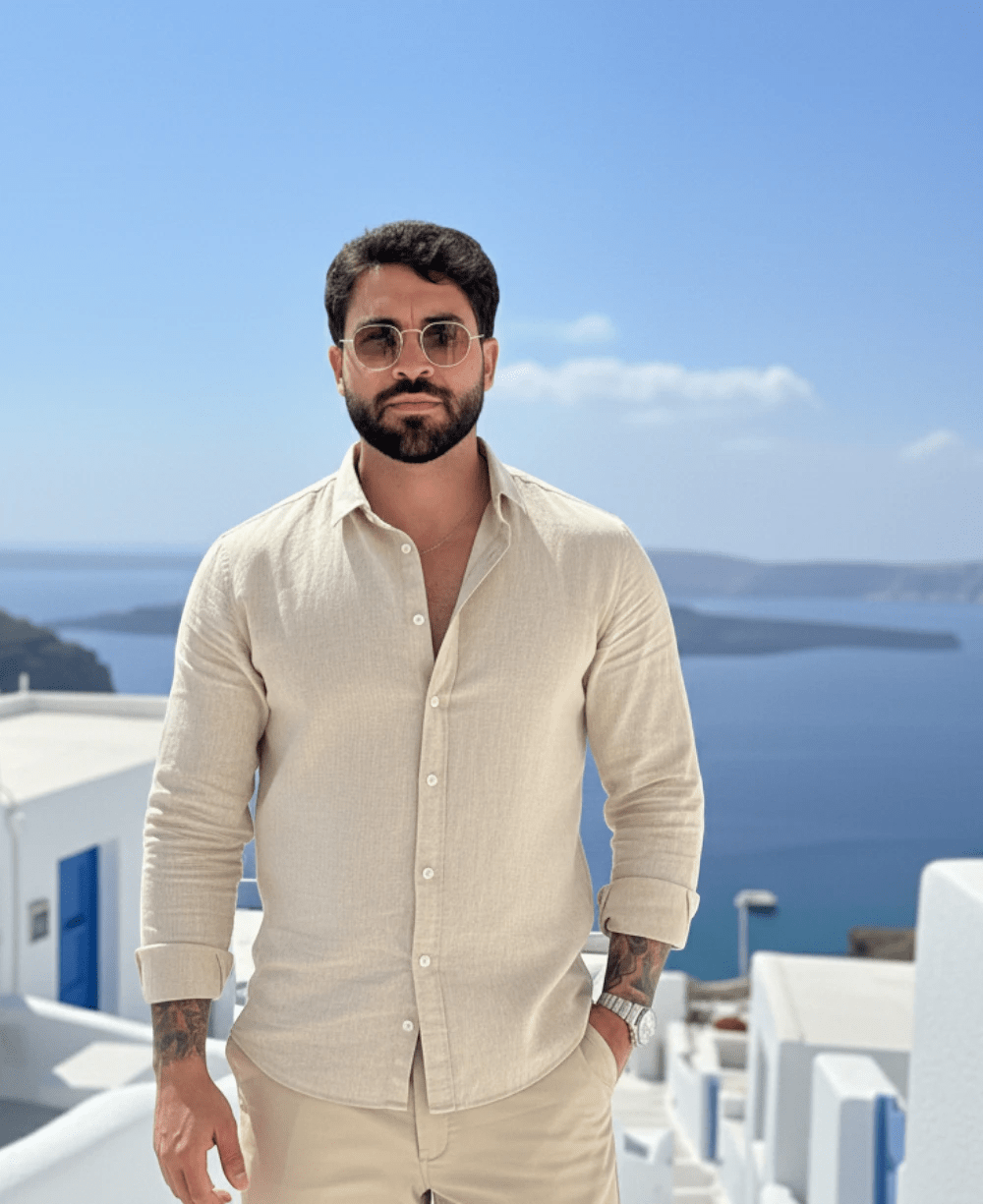 Camisa Linen Areia Masculino Linho- Per Pochi