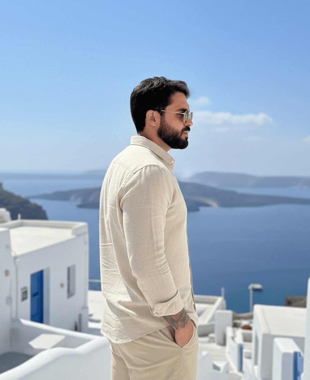 Camisa Linen Areia Masculino Linho- Per Pochi