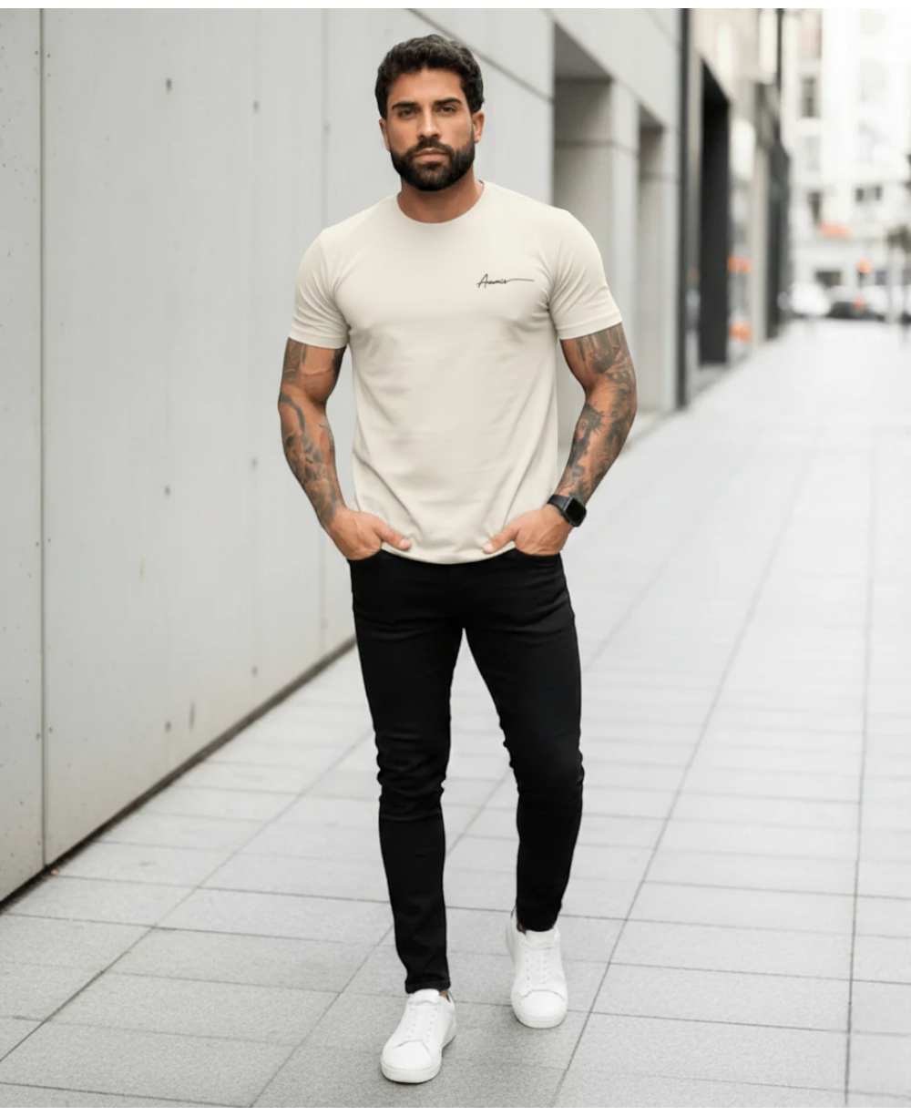 Camiseta Masculina Off White Malha Regular - Aramis