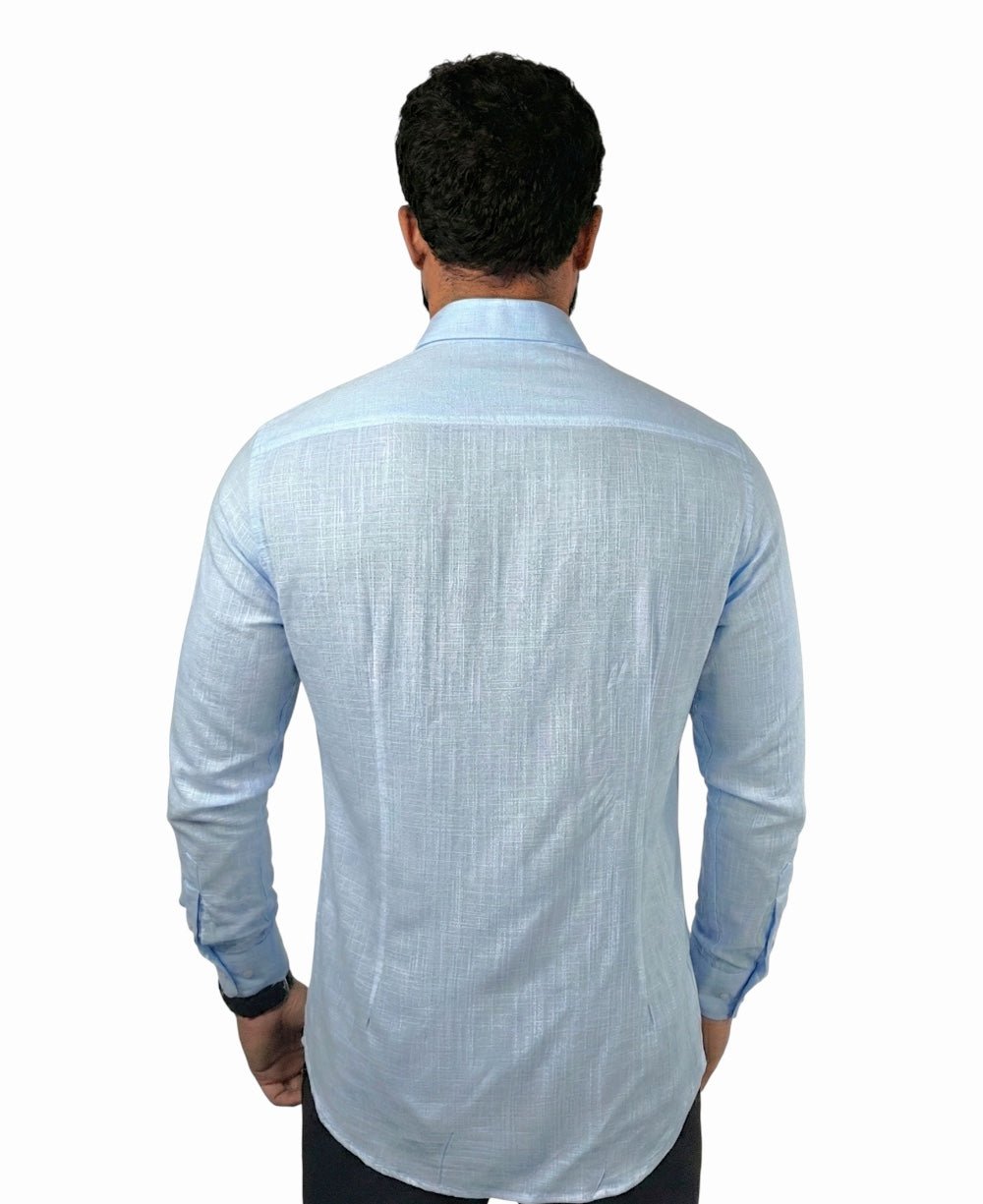 Camisa Manga Longa Azul Claro Masculino Viscolinho - Per Pochi