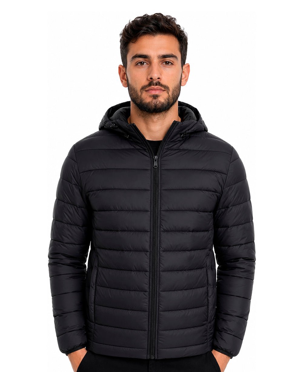 Jaqueta Preta Masculina Puffer Com Touca - Idel Vest Rouparia