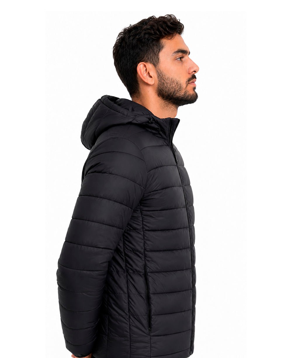 Jaqueta Preta Masculina Puffer Com Touca - Idel Vest Rouparia