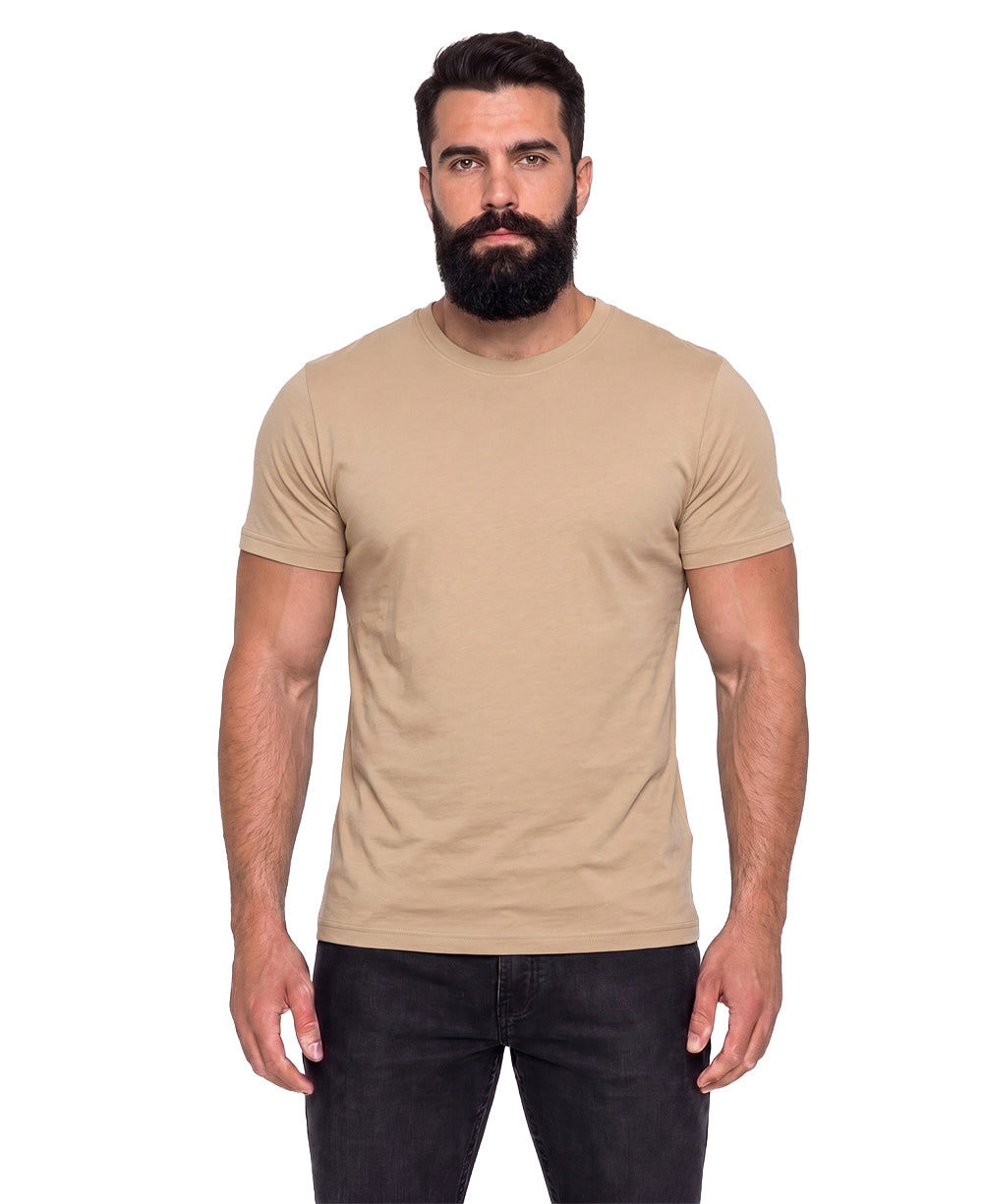 Camiseta Masculina Bege Algodão Pima - Ideal Vest Rouparia